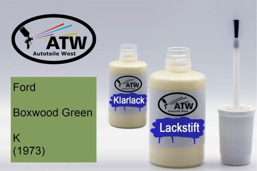 Ford, Boxwood Green, K (1973): 20ml Lackstift + 20ml Klarlack - Set, von ATW Autoteile West.